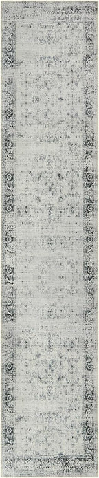 Morebes Vintage 12ft Runners for Hallways, Washable Long Kitchen Runner Rug Non-Slip, Soft Distressed Indoor Floor Throw Carpet for Entryway Farmhouse Living Room Office Foyer, Grey