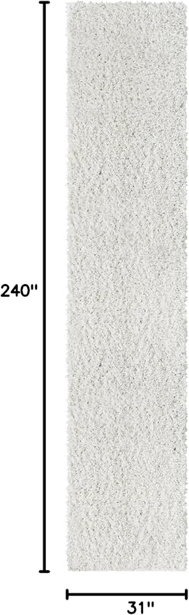Unique Loom Davos Shag Collection Area Rug - Solid (2' 7" x 20' Runner, White/ Ivory)