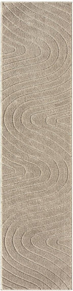 LUXE WEAVERS Modern Geometric Wave Beige 2x8 Area Rug