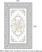 SOULFUL Medium Pile 3x5 Area Rug - Cozy Soft Underfoot Small Entryway Rug - Light Taupe Boho Floral - Washable Non-Slip - Perfect for Living Room Bedroom Foot Kids Room Reading Nook