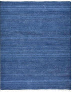 Rugsotic Carpets Hand Woven Flat Weave Kilim Wool ECO-Friendly Area Rugs - 5'x8', Rectangle Shape, Blue Color, Solid Plain Design, Low Pile Handmade Area Rugs for Living Room, Bed Room (D00111)