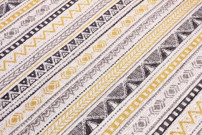 Alfa Rich 4x6 Yellow Gray White Washable Area Rugs for Living Room Bedroom Kitchen Cotton Decor Rug