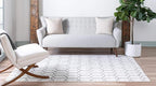 Rugs.com Lattice Trellis Collection Rug – 9' x 12' White Low-Pile Rug Perfect for Living Rooms, Large Dining Rooms, Open Floorplans