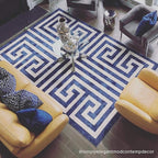 Unique Loom Athens Collection Classic Geometric Modern Border Design Area Rug (8' 0 x 11' 4 Rectangular, Navy Blue/ Beige)