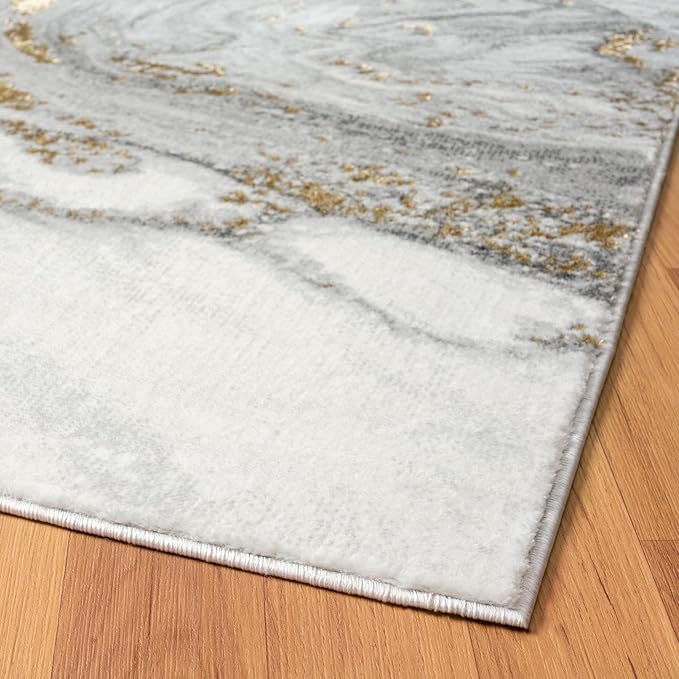 LUXE WEAVERS Marble Effect Abstract Gray 8x10 Area Rug