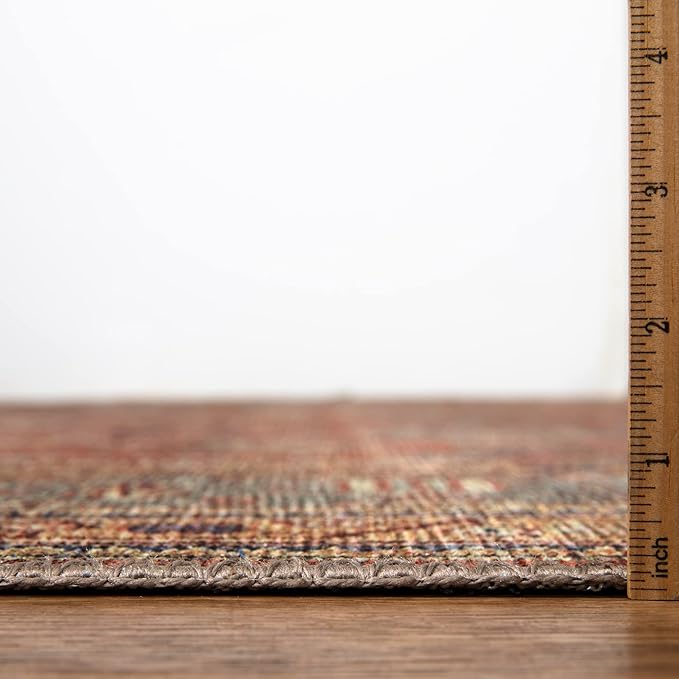 Bloom Rugs Washable Non-Slip 2' x 3' Rug - Terracotta/Mustard Traditional Oriental Area Rug for Living Room, Bedroom, Dining Room, and Kitchen - Exact Size: 2' x 3'