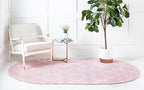 Rugs.com Lattice Frieze Collection Rug – 4' x 6' Oval Light Pink Medium Rug Perfect for Living Rooms, Large Dining Rooms, Open Floorplans