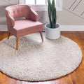Unique Loom Davos Shag Collection Area Rug - Solid (4' 1" Round, Linen)