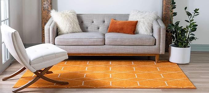 Unique Loom Trellis Frieze Collection Area Rug - Geometric (2' x 3' 1", Orange/ Ivory)