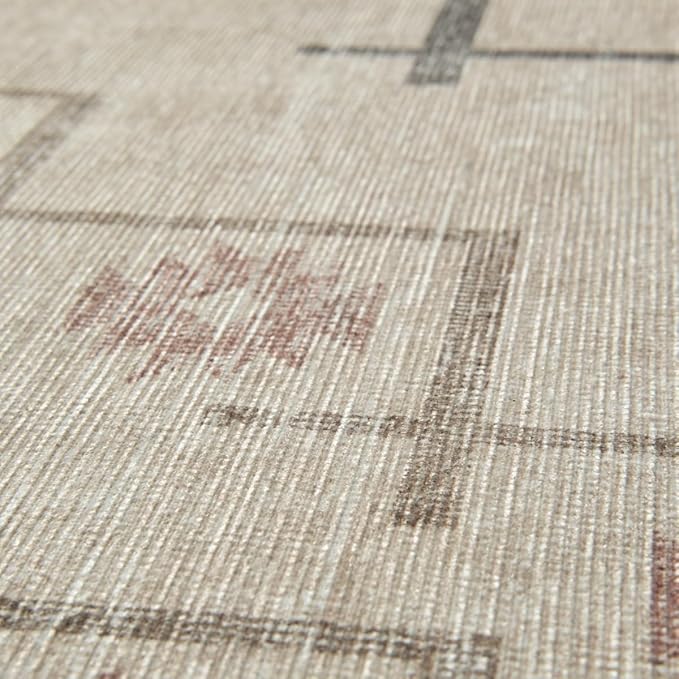 Revival Rugs Funk 5'x8' Zero-Shedding Area Rug for Living Room Bedroom - Oeko-TEX Certified, Low Pile, Spot Clean, Beige, Cream