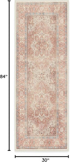 RUGGABLE Washable Runner Rug – Kamran Rose Pink 2.5x7, Stain-Resistant, Non-Slip Hallway Runner – Machine Washable Rug for Hallway, Entryway, Living Room & Kitchen–with Standard Pad