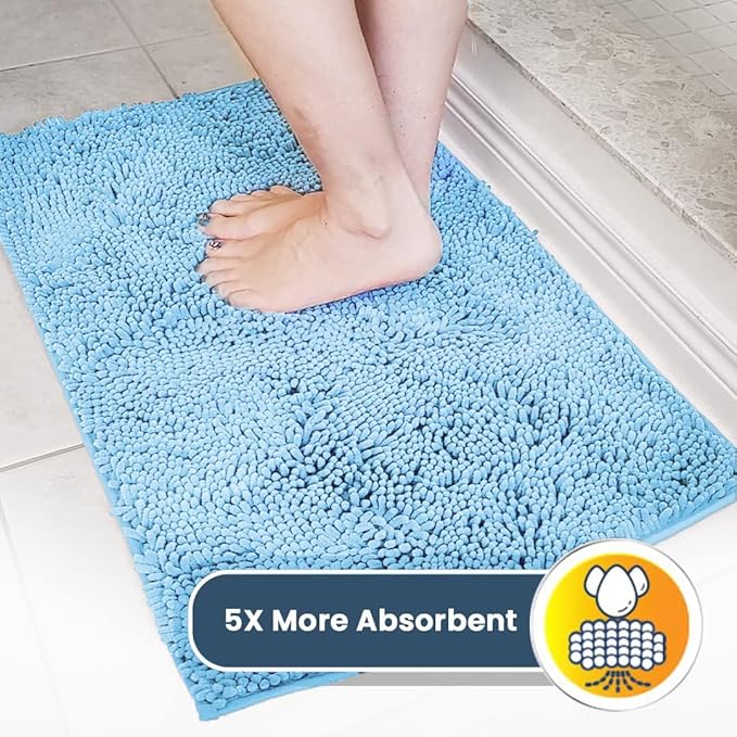 Muddy Mat® Original Dog Door Mat for Muddy Paws, Super Absorbent Microfiber, Non-Slip Washable Pet Rug, Quick Dry Chenille Entryway Carpet, Machine Washable Indoor Outdoor mat, Sky Blue 48"x60"