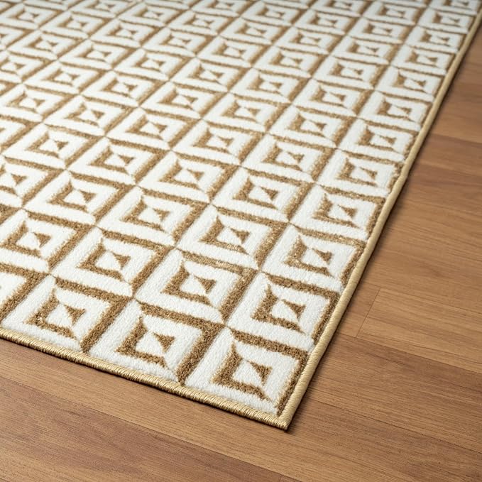LUXE WEAVERS Geometric Greek Pattern Area Rug, Gold, 4'X5'
