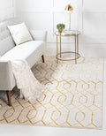 Unique Loom Marilyn Monroe Glam Collection Area Rug - Trellis (6' 1' x 9' Rectangle, White Gold/ Gold)