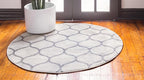 Rugs.com Lattice Frieze Collection Rug – 8' Round Ivory Medium Rug Perfect for Kitchens, Dining Rooms