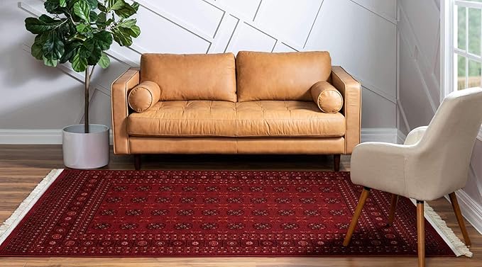 Unique Loom Tekke Collection Over-Dyed Saturated Traditional Torkaman Area Rug (5' 0 x 8' 0 Rectangular, Red/Burgundy)