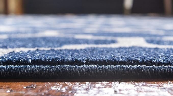 Rugs.com Lattice Collection Rug – 9' x 12' Dark Blue Medium Rug Perfect for Living Rooms, Large Dining Rooms, Open Floorplans
