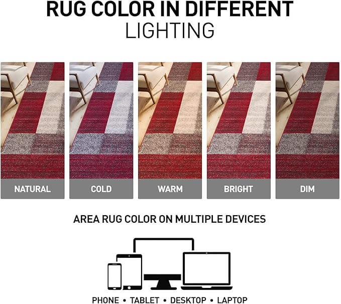 Modern Boxes Design Non-Slip (Non-Skid) Area Rug 20" X 30" Red