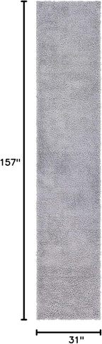 Unique Loom Davos Shag Collection Area Rug - Solid (2' 7" x 13' 1" Runner, Sterling)