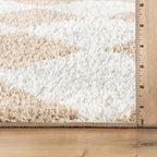 Rugshop Diamond Wave Shag Area Rug Beige 7' 10" x 10' Perfect for Large Living Rooms, Dining Areas, or Master Bedrooms