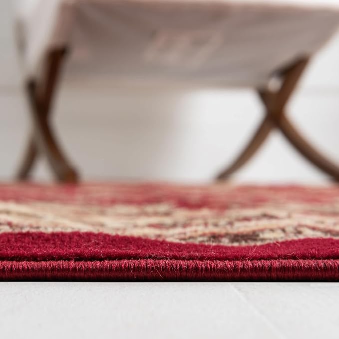 Unique Loom Sialk Hill Collection Area Rug - Washington (3' 3" Round Burgundy/Cream)