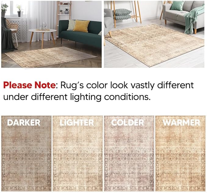 Keen Home Design 2x7 Rug - Machine Washable Runner Rug with Non-Slip Backing, Ideal for Hallway, Entryway, Kitchen, Laundry Room - Vintage, Easy Clean, Durable, Low Pile - (2'6" x 7')