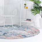 Rugs.com Leipzig Collection Round Rug – 7 Ft Round Multi Low-Pile Rug Perfect for Kitchens, Dining Rooms