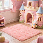 Zentavio Bedside Rugs Small 2x3 Shag Entry Entrance Rugs Soft Girls Bedroom Carpet Area Rugs for Dorm College Essentials Non-Slip Living Room Throw Rug Home Decor Aesthetic Nursery Pink