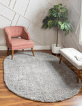 Unique Loom Davos Shag Collection Area Rug - Solid (7' 10" x 10' Oval, Sterling)
