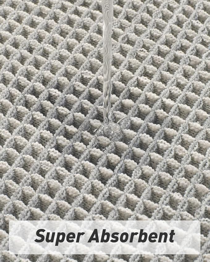 Upgraded Waffle Bath Mat, Super Absorbent Non Slip Bath Mats for Bathroom Floor, Machine Washable Bathroom Rugs with Tassels, Rubber Backed Bathroom Mats, Ultra Soft, 20" x 32",LightGrey & Cream