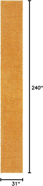 Unique Loom Davos Shag Collection Area Rug - Solid (2' 7" x 20' Runner, Sun Yellow)