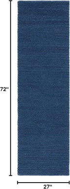 SAFAVIEH Natura Collection Runner Rug - 2'3" x 6', Navy & Blue, Handmade Wool Blend, Textured Design, Ideal for Hallway, Bedroom, Foyer (NAT620M)
