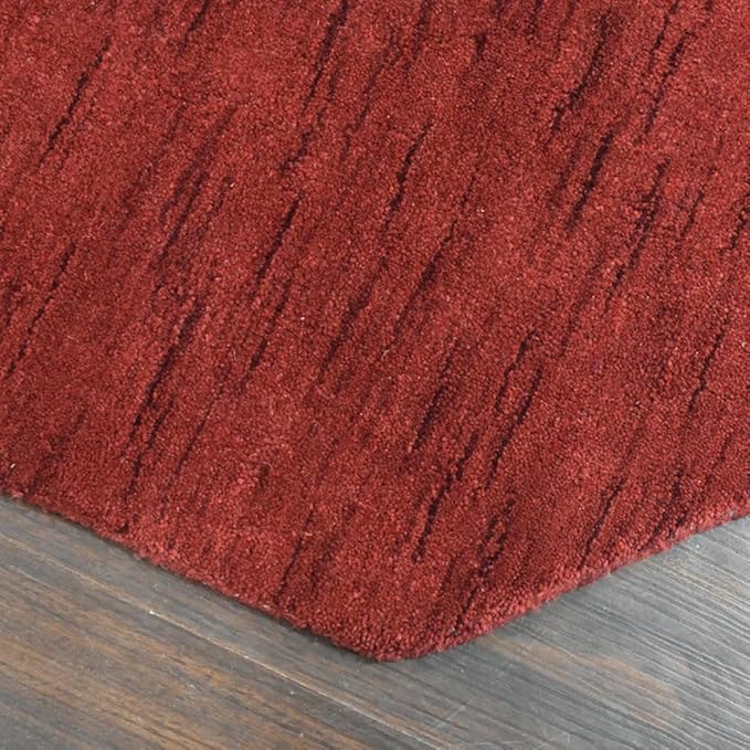 Hand Knotted Loom Wool ECO-Friendly Area Rugs - 10'x10', Octagon, Red Color, Solid Plain Design, High Pile Thick Handmade Anti Skid Area Rugs for Living Room, Bed Room (L00111)