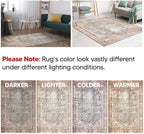 Keen Home Design 8x10 Rug - Machine Washable Area Rug with Non-Slip Backing, Ideal for Living Room, Dining Room, Bedroom - Vintage, Easy Clean, Durable, Low Pile - (8' x 10')
