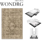 8x10 Washable Area Rug for Living Room Bedroom Brown Vintage Large Distressed Rustic Low Pile Carpet Non-Slip Lightweight Vacuumable Soft Throw Rug for Indoor Dining Room