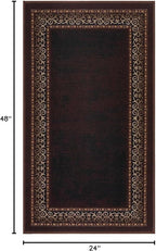 Antep Rugs Alfombras Bordered Modern 2x4 Non-Slip (Non-Skid) Low Pile Rubber Backing Kitchen Area Rug (Brown, 2'3" x 4')