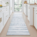 2x10 Runner Rug Machine Washable Non Slip Area Rug Distressed Neutral Moroccan Boho Rug Ultra Soft Floor Runners for Hallways for Entryway Laundry Room Kitchen, Blue