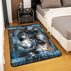 Western Wolf Large Area Rug 5x7 Bohemian Dream Catchers Living Room Rug | Woodland Animals Rugs for Bedroom, Dreamcatcher Wildlife Carpet Indoor Floor Mat