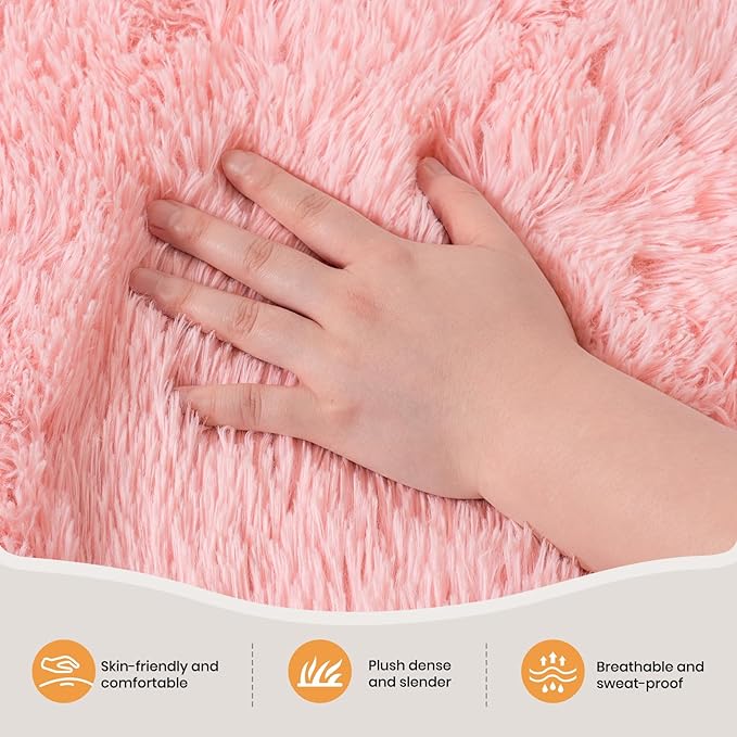 Zentavio Bedside Rugs for Girls Room 2x6 Runner Rugs for Hallway Bedroom Non Slip Fluffy Soft Shaggy Carpet for Kids Home Decor Aesthetic Dorm Nursery Pink