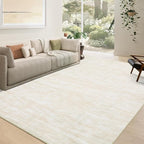 RUGSREAL Solid Machine Washable Area Rug Soft Low-Pile Modern Contemporary Area Rug Non-Slip Throw Indoor Carpet for Living Room Bedroom Kids Room, 4' x 6' Cream-White