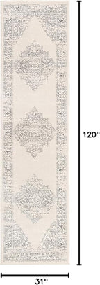 Unique Loom Isabella Collection Area Rug - Rossellini (2' 7" x 10' Runner, White/ Black)