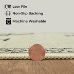 GLN Rugs Contemporary Collection - Machine Washable Area Rug, Contemporary Washable, Non Slip, Low Pile Chenille Rug, Living Room, Bedroom, Kitchen Rug (6' x 9' Cream/Anthracite)