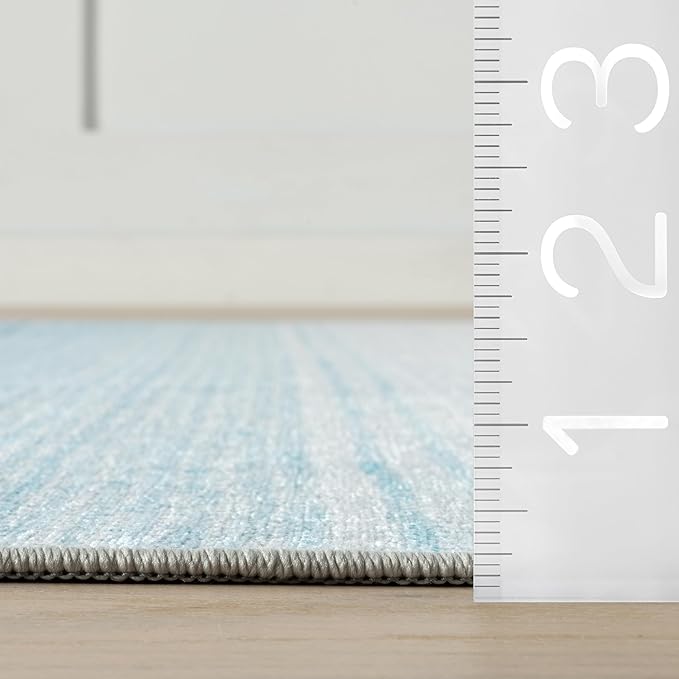 Dash & Albert Pandora Blue Machine Washable Rug, 4 X 6 Feet, Blue Abstract Pattern
