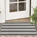 KOZYFLY Black and White Striped Doormat 2x3 Ft Small Area Rug Cotton Front Porch Rug Washable Outdoor Rug Farmhouse Layered Front Door Mat for Front Door Entryway Patio Porch