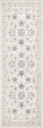 Phantoscope Washable Runner Rug 2'x6' Non-Slip, Vintage Neutral Hallway Rugs for Entryway, Stair, Bedroom, Distressed Boho Floral Medallion Pattern, Low-Pile Foldable Carpet, Cream Beige/Neutral