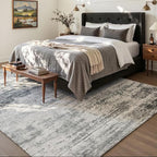 Area Rug 8x10 Washable Rug Grey for Living Room, Dining Room, Bedroom, Large Carpets, Non Slip & Non-Shedding Low Pile Vintage Print Rug for Home Office Decor