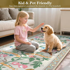 Collive Runners Rug for Hallway 2.6x8, Jungle Animal Washable Kitchen Runner Carpet Non Slip Soft Bathroom Mats, Beige Low Pile Stain Resistant Entryway Rugs for Bedroom, Indoor Decor