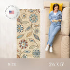 Maples Rugs Reggie Floral Runner Rug - Made in USA - Washable, Non Slip Indoor Carpet for Kitchen, Hallway, and Laundry Room, 2'6" x 5', Beige