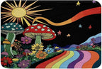 Erosebridal Trippy Mushroom Rugs Groovy Floral Fluffy Rugs Rainbow Striped Indoor Entry Rug 16x24 Hippie Boho Eye Non Slip Bathroom Carpet Starry Night Floor Mats 70s Theme Decor