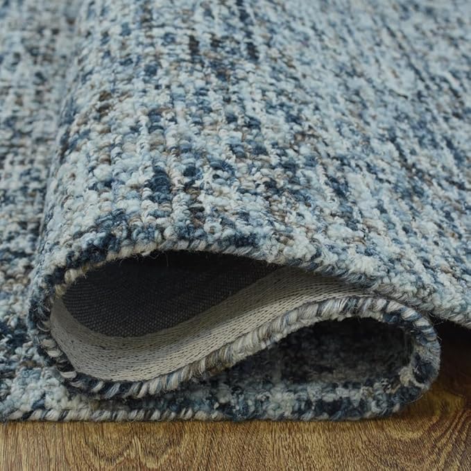 Rugsotic Carpets Hand Tufted Wool ECO-Friendly Area Rugs - 5'x8', Rectangle Shape, Dark & Blue, Solid Plain Design, High Pile Handmade Anti Skid Area Rugs for Living Room, Bed Room (KWC111)